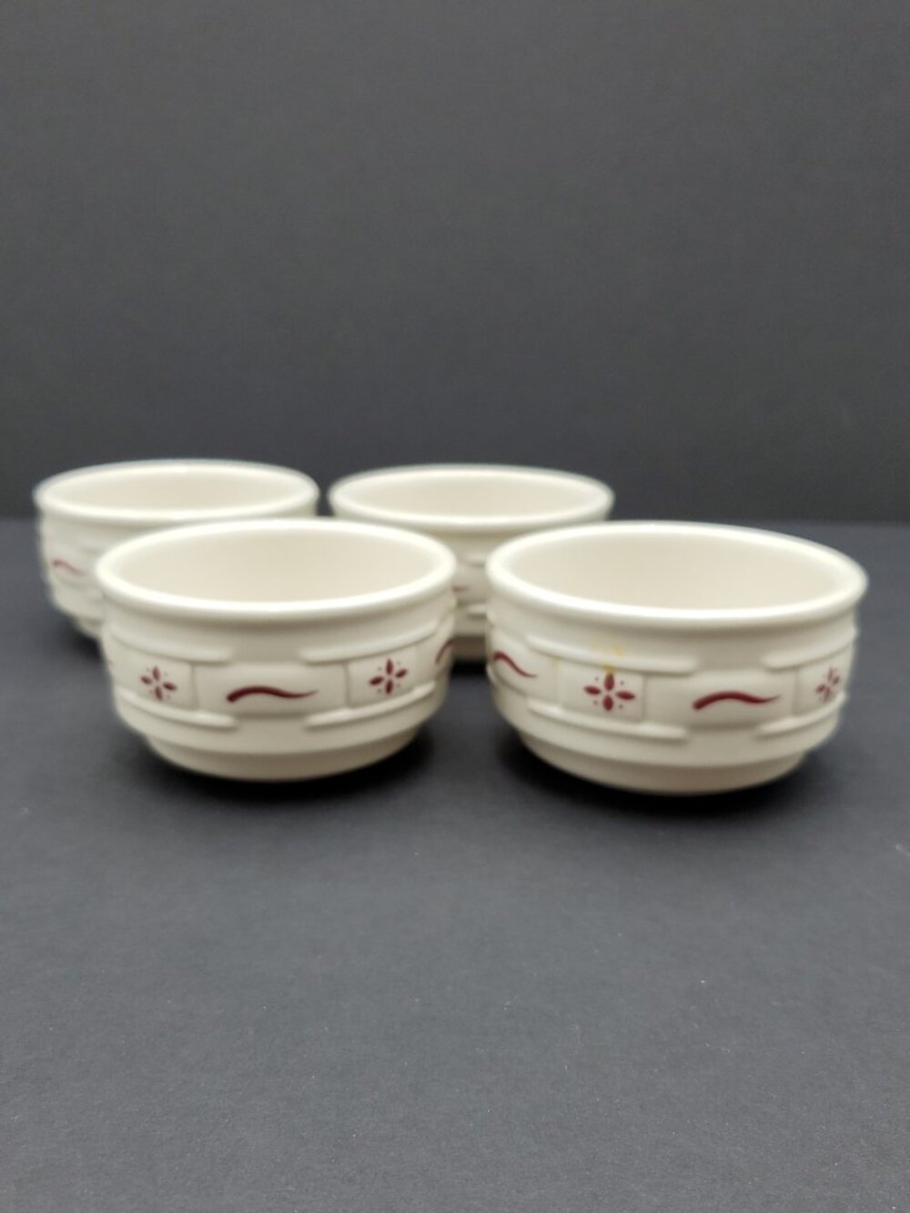Longaberger Woven Traditions Red Stackable Custard Cups Ramekins Dip Bowls